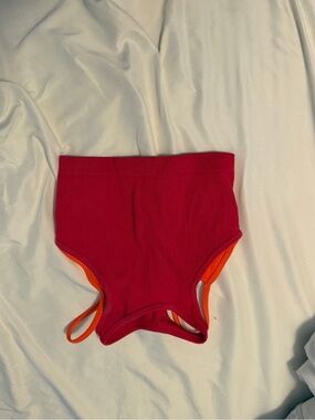 Joe Fresh Ribbed Camisole Top - Red with Orange Trim